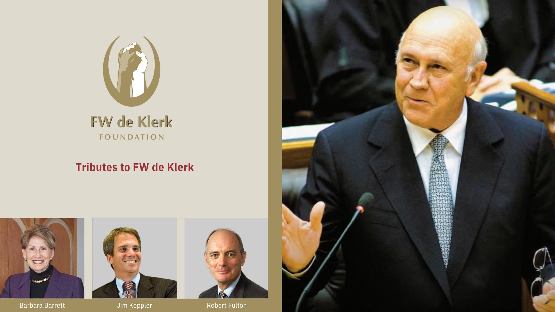FW DE KLERK MEMORIAL LECTURE 2023 INTERVIEWS FW De Klerk Foundation