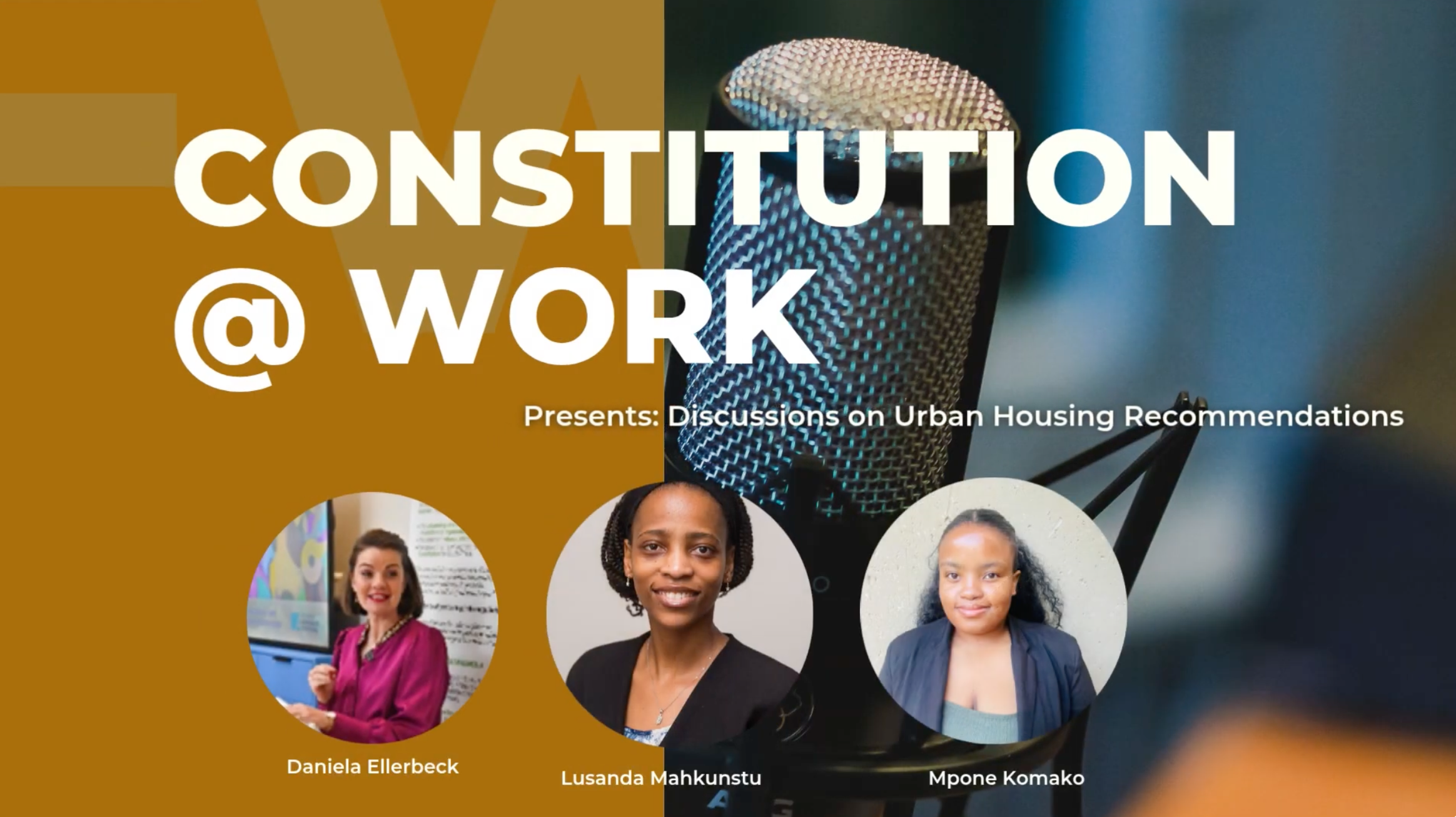 THE CONSTITUTION@WORK PRESENTS: URBAN HOUSING RECOMMENDATIONS